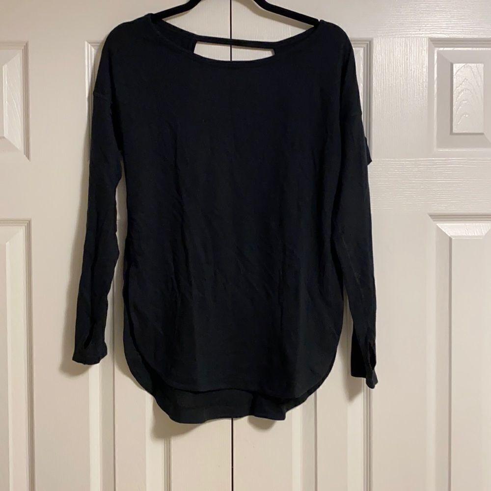 Nancy Rose Performance Black Mesh Open Back Top